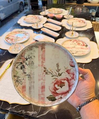 32 Parça Modern Asya Rabendi Yaldızlı  Kahvaltı Takımı