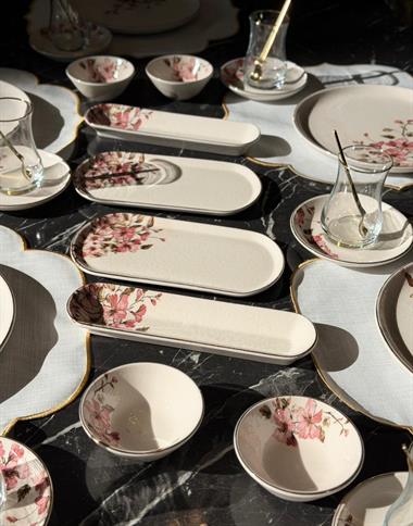 32 Parça Modern Asya Sakura Yaldızlı  Kahvaltı Takımı