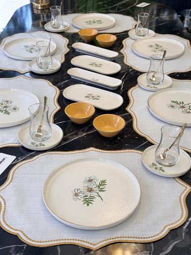 32 Parça Modern Daisy Kahvaltı Takımı Gold