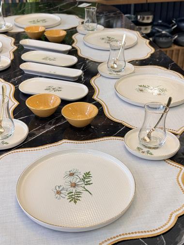 32 Parça Modern Daisy Kahvaltı Takımı Gold