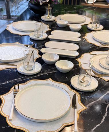 32 Parça Modern Krem Kahvaltı Takımı