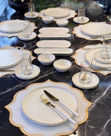 32 Parça Modern Krem Kahvaltı Takımı