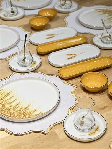 32 Parça Modern Virgo Hardal Kahvaltı Takımı