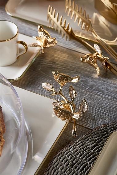 34 Parça Kuşlu Sultan- I Yegah 6 Kişilik Pasta Çay Servis İkram Takımı