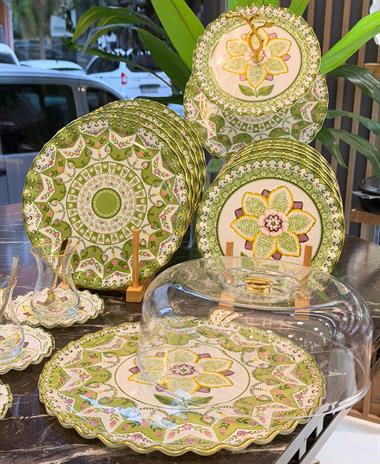 34 Parça Montsechia Vidalii  Yaldızlı 6 Kişilik Pasta Çay Servis İkram Takımı