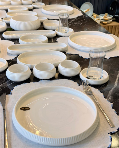 35 Parça 6 Kişilik Bianca Line Perla Porselen Kahvaltı Takımı