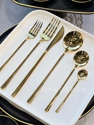 36 Parça Asil Çatal Kaşık Bıçak Çkb Seti Gold