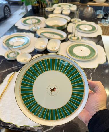 37 Parça İstanbul Green Bird Kahvaltı Takımı