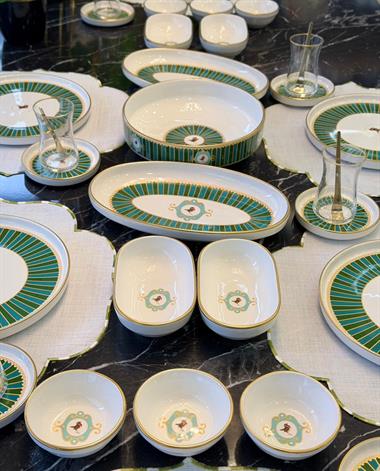 37 Parça İstanbul Green Bird Kahvaltı Takımı