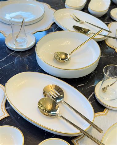 37 Parça İstanbul Modern Gold  Kahvaltı Takımı