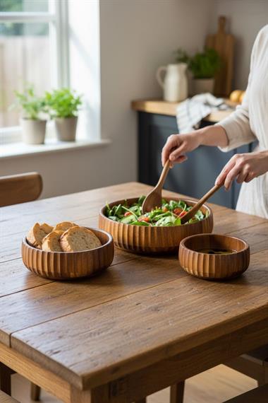 3lü Akasya Salata Çerez Kase Seti