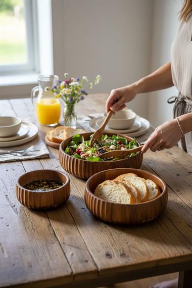 3lü Akasya Salata Çerez Kase Seti