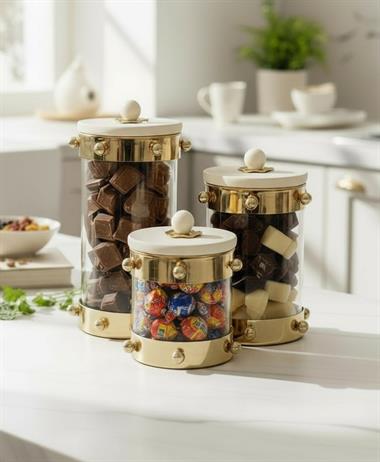 3lü  Mermer Kapaklı Kavanoz Lumia