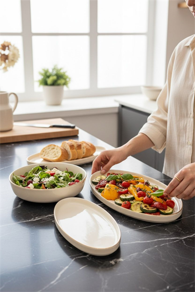 3lü Porselen Gold Modern Sufii Salata Kayık Kase Seti
