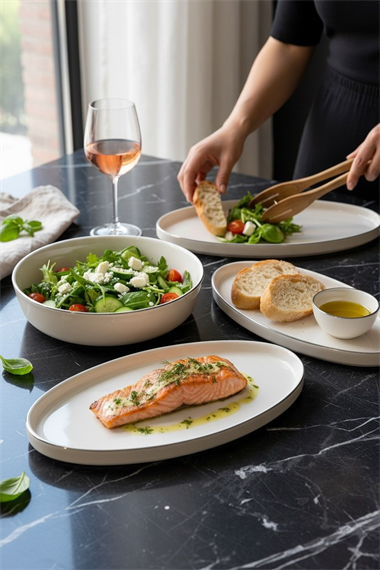 3lü Porselen Gümüş Modern Sufii Salata Kayık Kase Seti