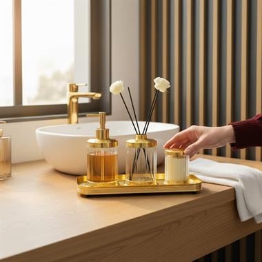 4 Parça Spiffy Standlı Banyo Seti Clear