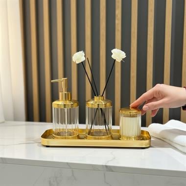 4 Parça Spiffy Standlı Banyo Seti Clear