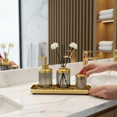 4 Parça Spiffy Standlı Banyo Seti Dark Gray