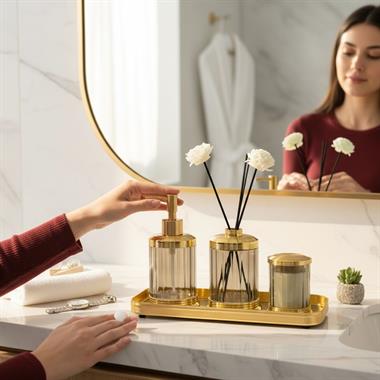 4 Parça Spiffy Standlı Banyo Seti Light Gray