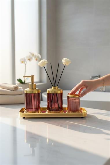 4 Parça Spiffy Standlı Banyo Seti Purple