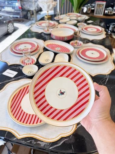 43 Parça Modern Pink Bird Kahvaltı Takımı Gold