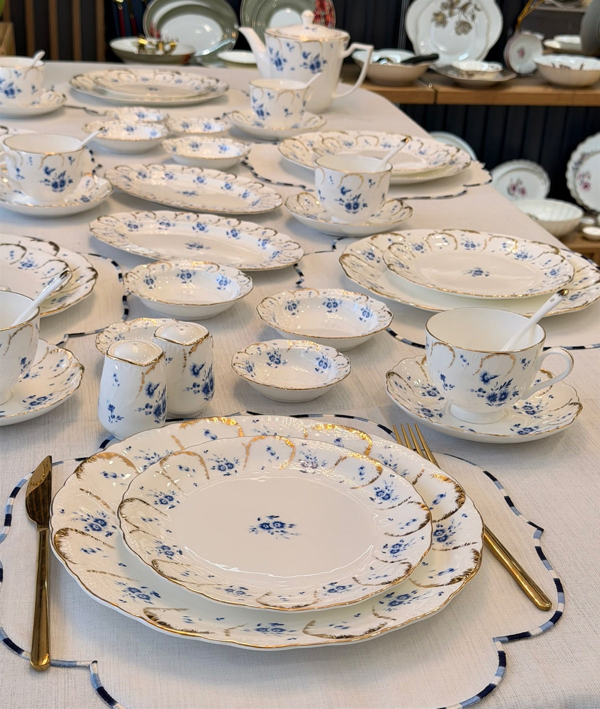 44 Parça Queen Blue Porselen Kahvaltı Takımı 