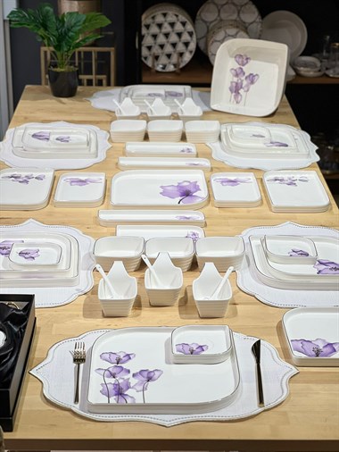 46 Parça Purple Porselen Kahvaltı Takımı