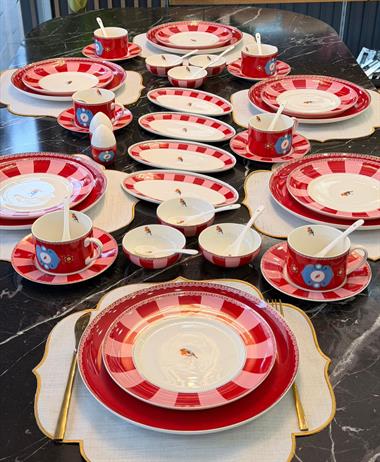 48 Parça Porselen  Bird Qush Kahvaltı Seti