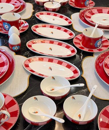 48 Parça Porselen  Bird Qush Kahvaltı Seti