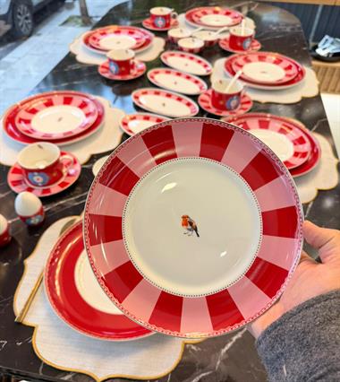 48 Parça Porselen  Bird Qush Kahvaltı Seti