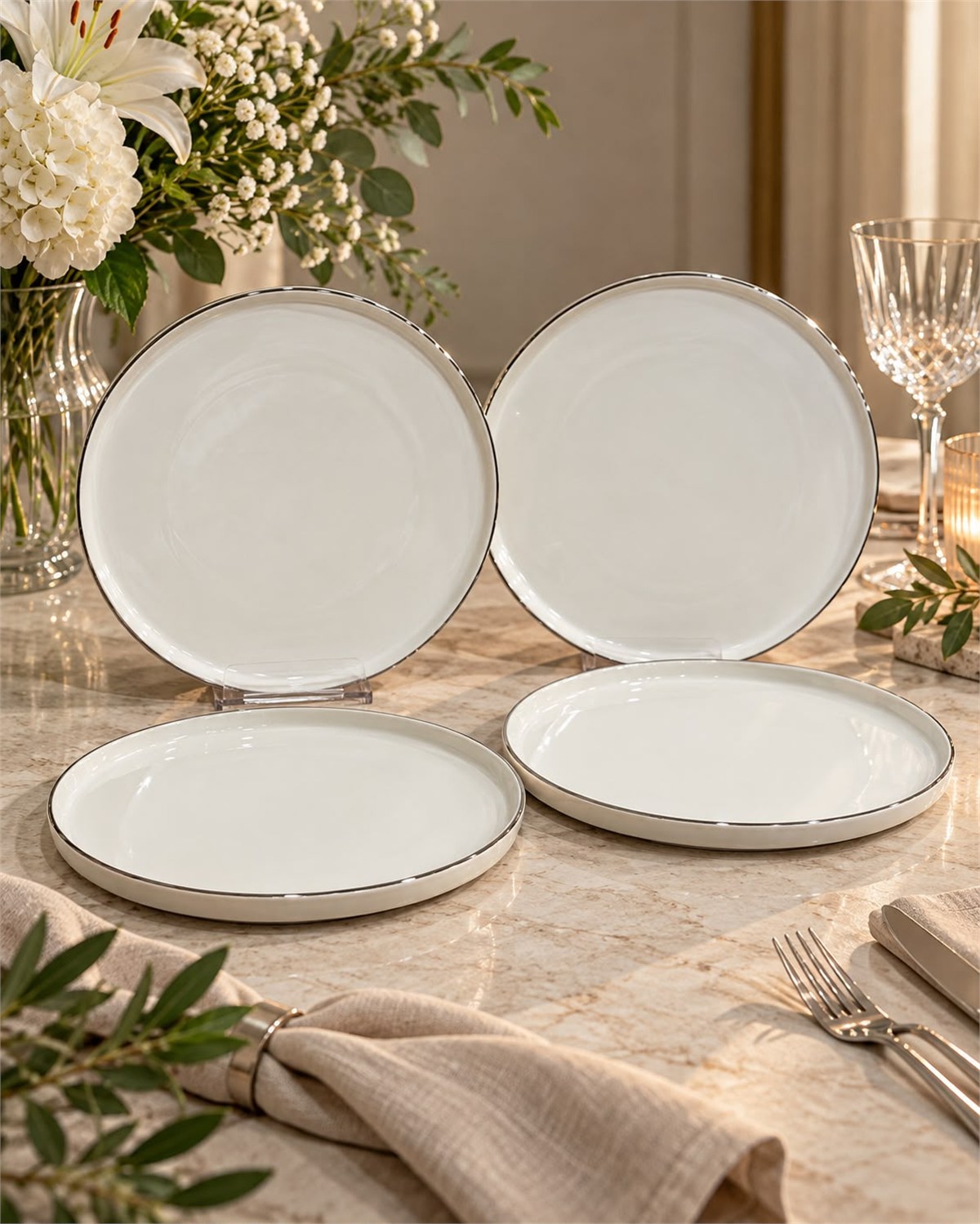 4lü Milenyum Platin Servis Tabağı 26 cm 