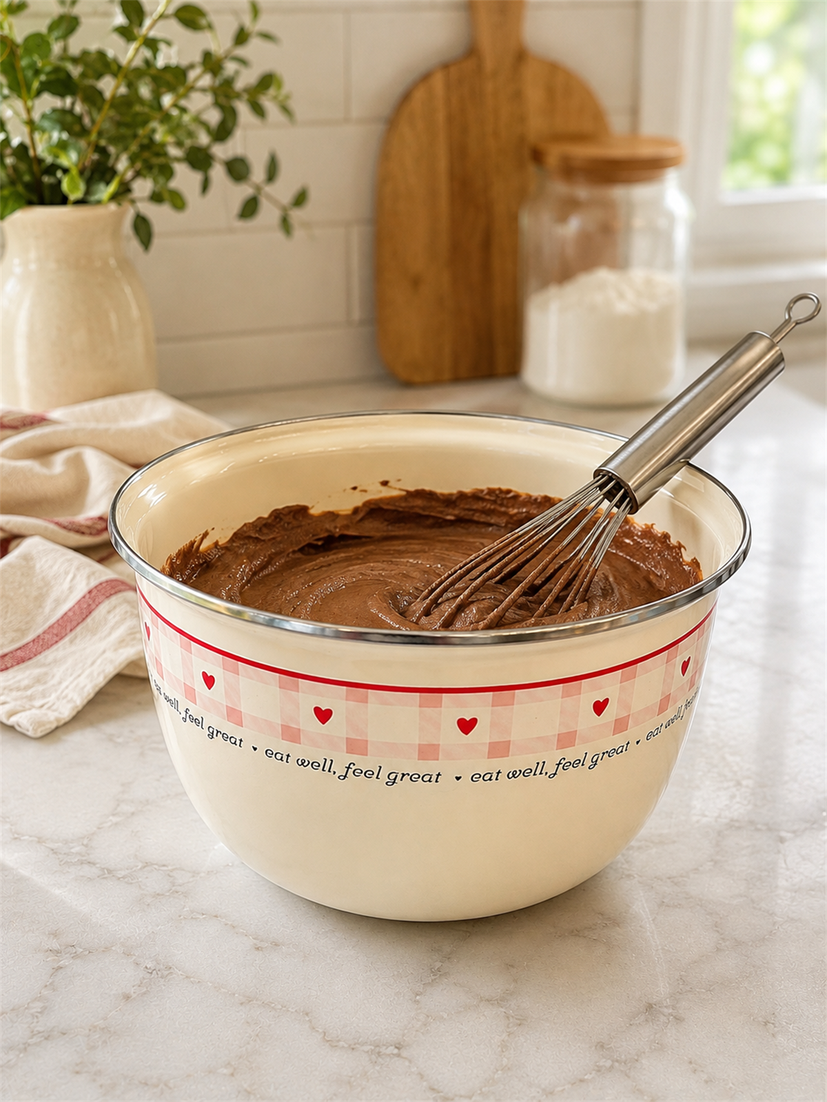 5 Litre Cutie Emaye Karıştırma Kasesi Salata Kabı Kalp Desenli