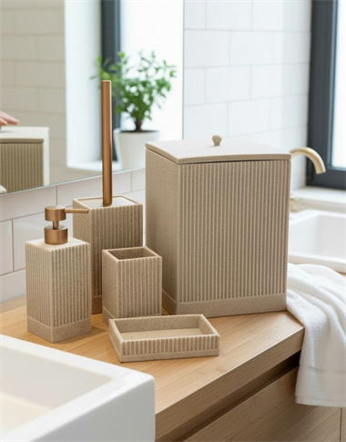 5 Parça Lüx Laduree Talya Krem Banyo Seti