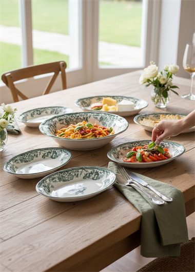 5 Parça Porselen Velour Green Salata Kayık Seti