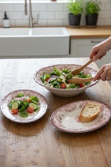 5 Parça Porselen Velour Maroon Salata Kayık Seti