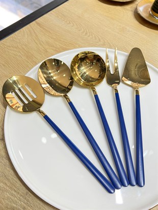 5 Parça Sos Kepçe Servis Takımı Mavi Gold