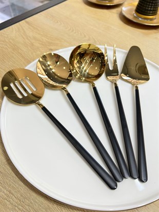 5 Parça Sos Kepçe Servis Takımı Siyah Gold