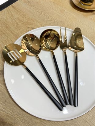 5 Parça Sos Kepçe Servis Takımı Siyah Gold