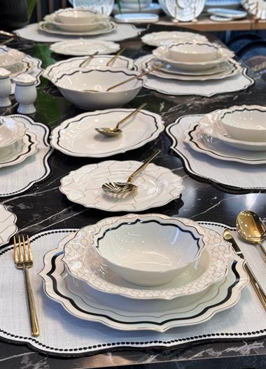 56 Parça 12 Kişilik Porselen Yemek Takımı Zarif Marcus