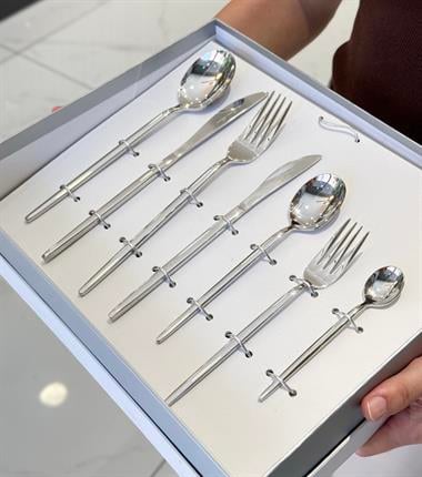 89 Parça 12 Kişilik Almeria 5mm Çatal Kaşık Bıçak Çkb Seti Gümüş