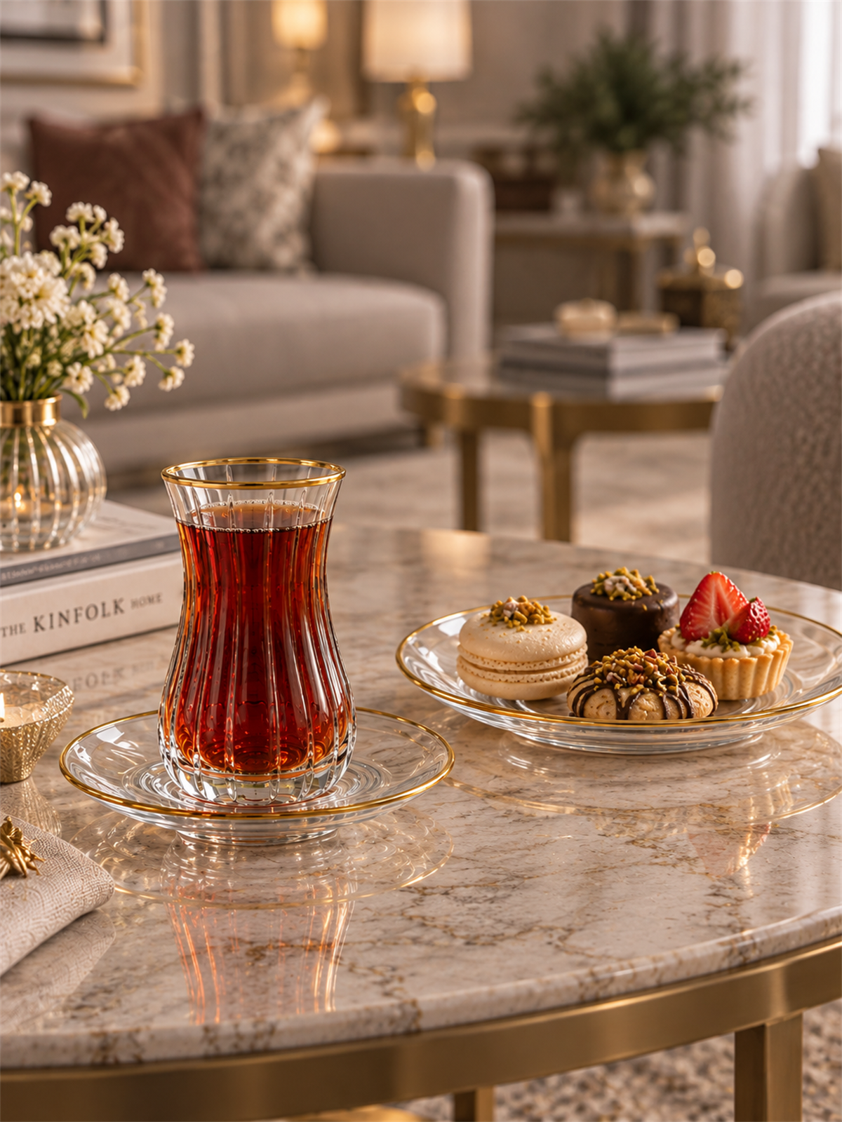 6 Kişilik 12 Parça Çubuk Çay Takımı