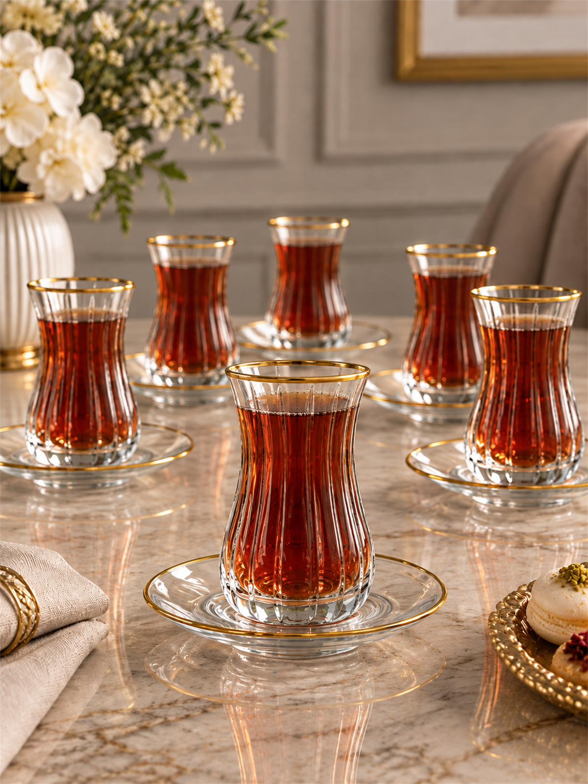 6 Kişilik 12 Parça Çubuk Çay Takımı