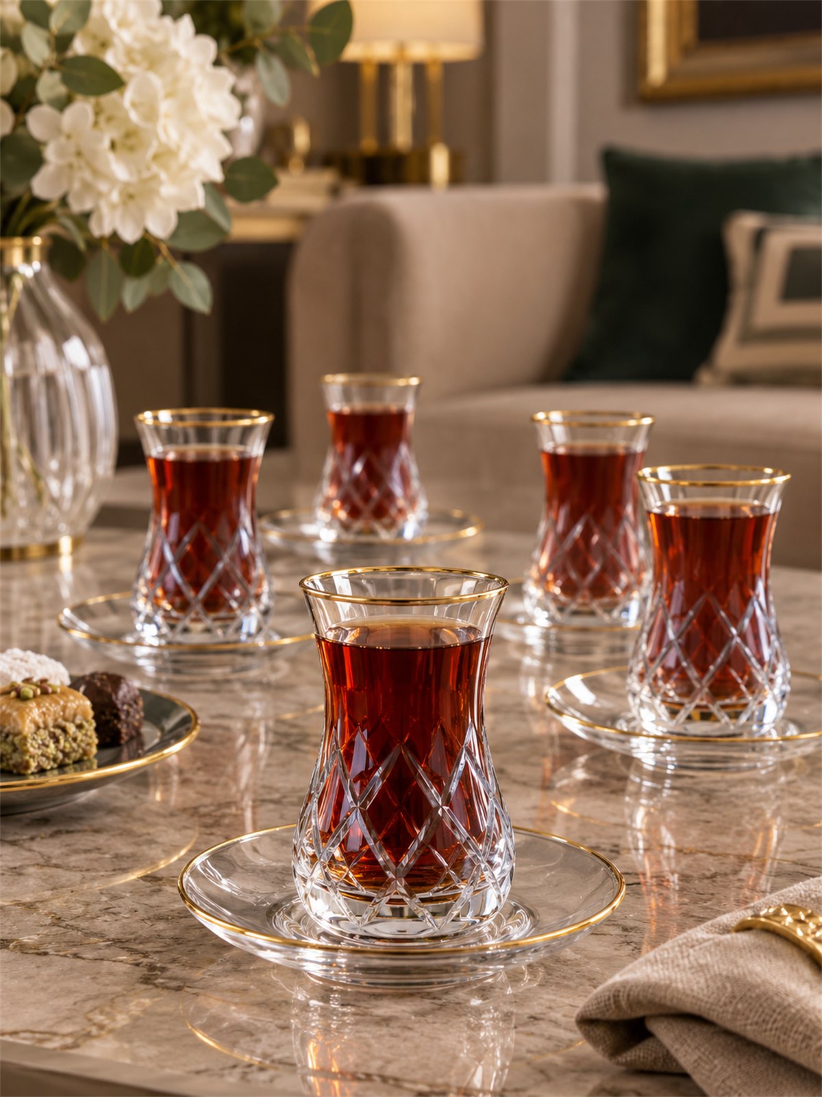 6 Kişilik 12 Parça Şangay Çay Takımı