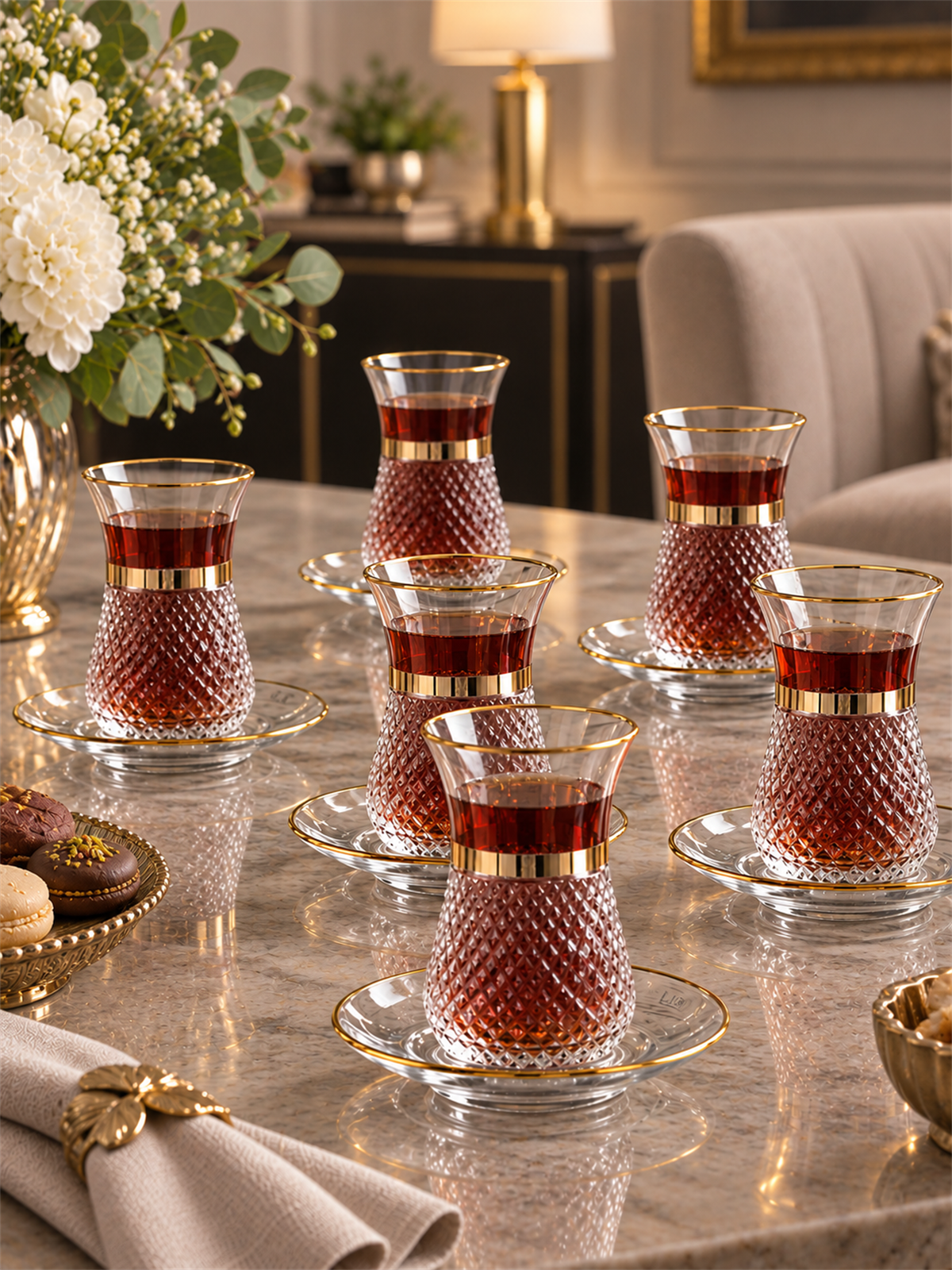6 Kişilik 12 Parça Verdi Çay Takımı