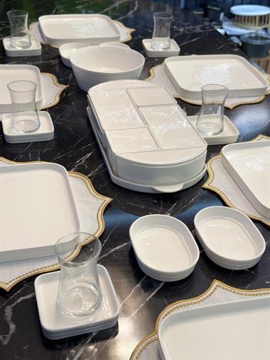 6 Kişilik 30 Parça Porselen Kahvaltı Takımı Bianco