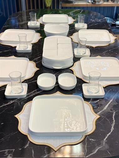 6 Kişilik 30 Parça Porselen Kahvaltı Takımı Bianco