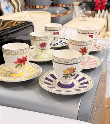 6 Kişilik Fienne Porselen Kahve Fincan Takımı - 90 ml