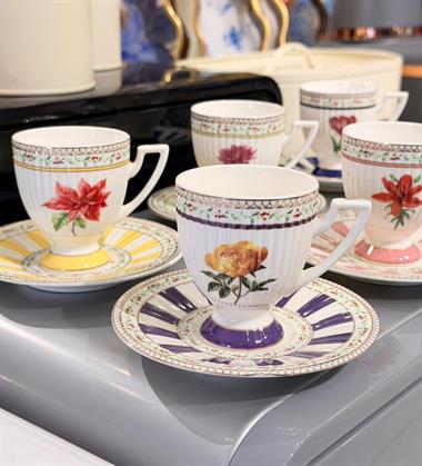 6 Kişilik Fienne Porselen Kahve Fincan Takımı - 90 ml