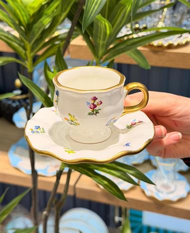 6 Kişilik Fold Vintage Kahve Fincanı 