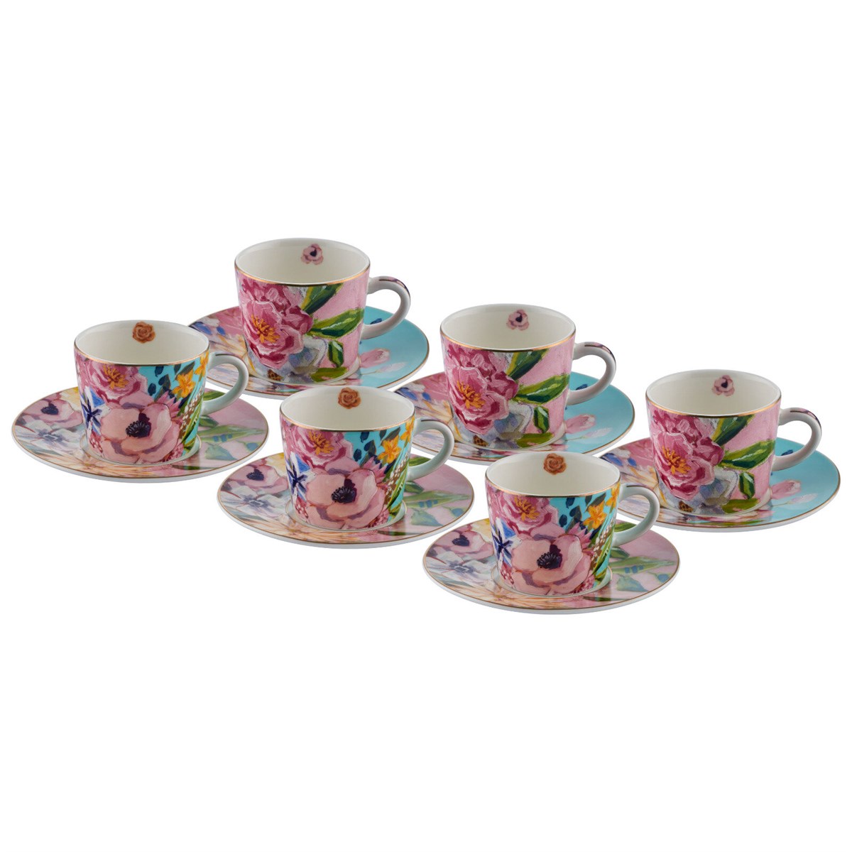 6 Kişilik Porselen Full Bloom Kahve Fincanı 100 Ml – Royking
